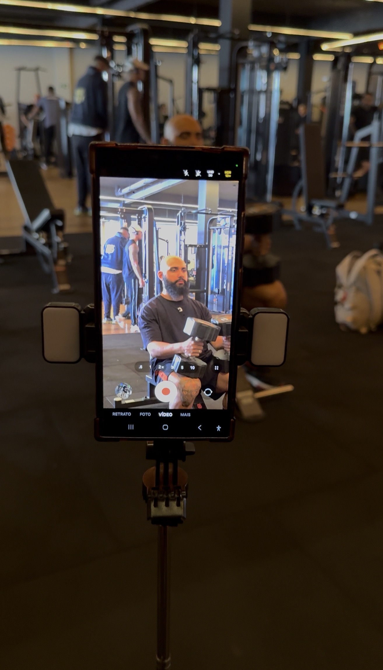 Gravação de treino em academia